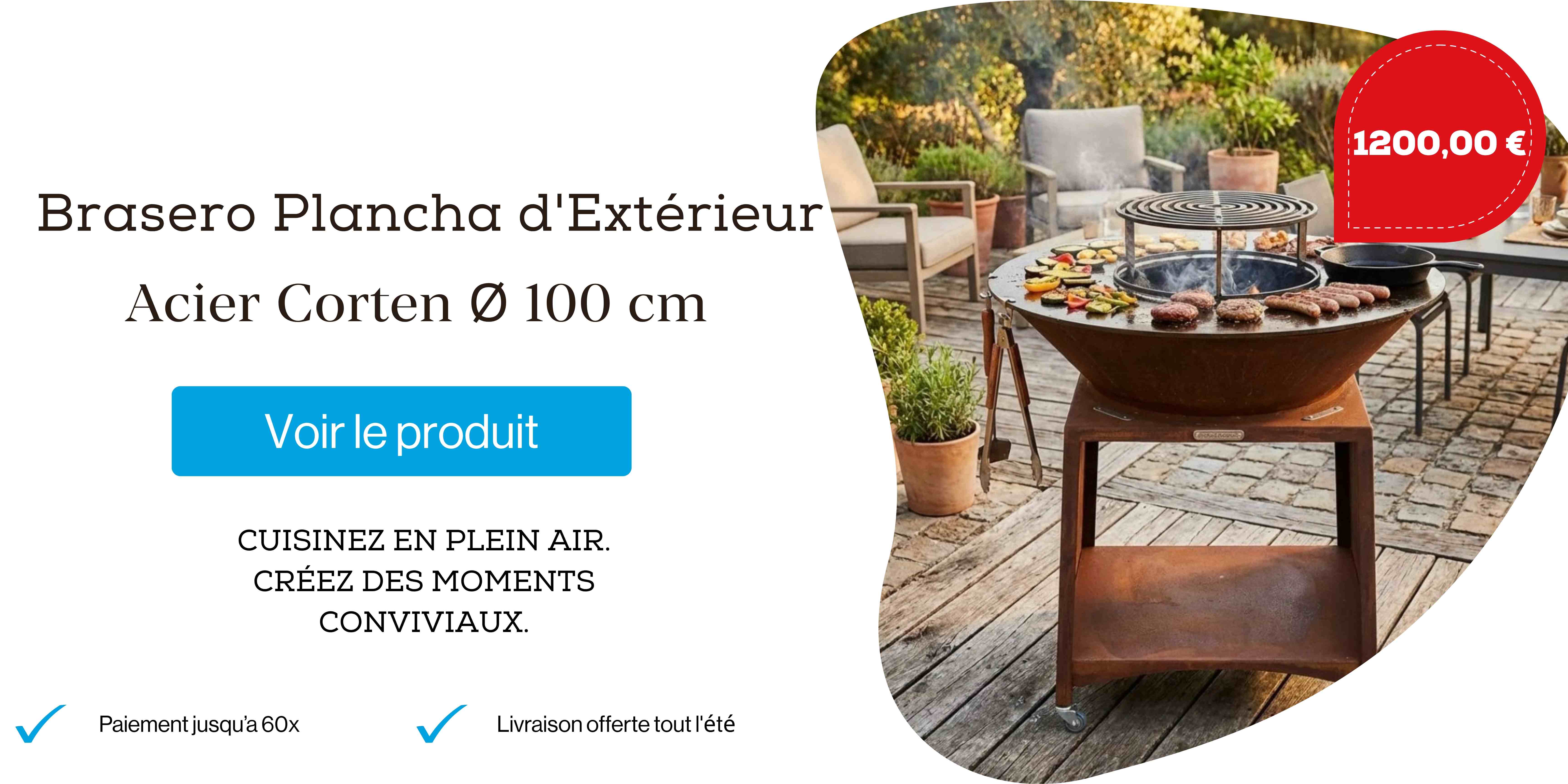 Brasero Plancha En Acier Corten Ø 100 cm - Brasinox Fiesta
